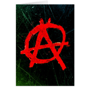 Grungy Red Anarchy Symbol Hälsningskort