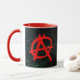 Grungy Red Anarchy Symbol Mugg