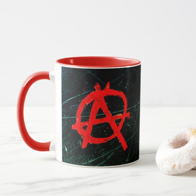 Grungy Red Anarchy Symbol Mugg (Med munk)