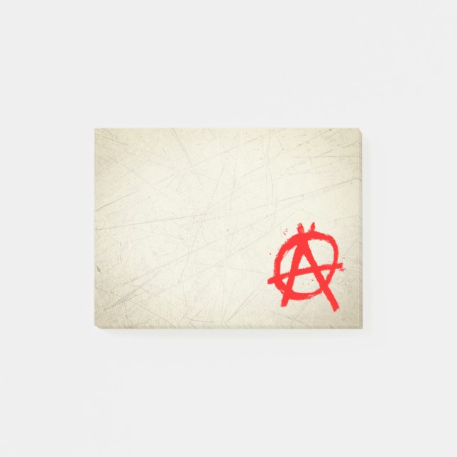 Grungy Red Anarchy Symbol Post-it Block (Framsida)