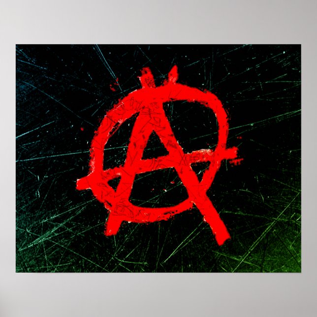 Grungy Red Anarchy Symbol Poster (Framsidan)
