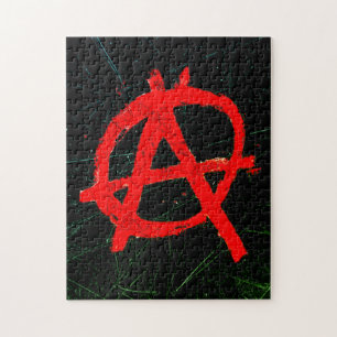 Grungy Red Anarchy Symbol Pussel