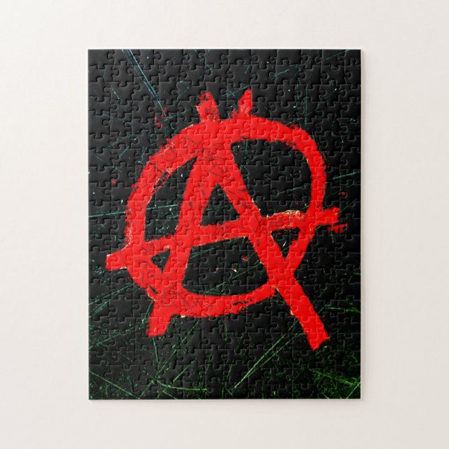 Grungy Red Anarchy Symbol Pussel (Vertikal)