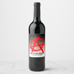 Grungy Red Anarchy Symbol Vinflaska Etikett