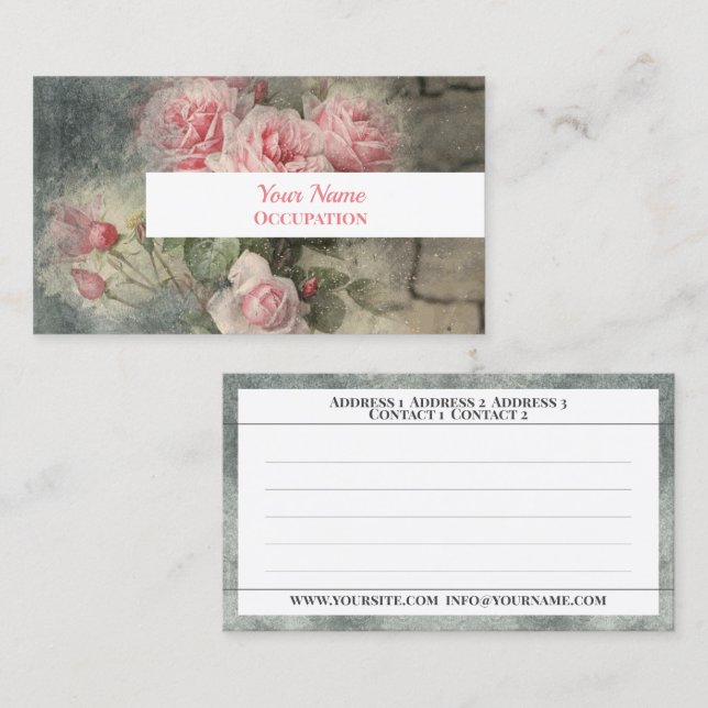 GRUNGY RO - Vintage Flowers Visitkort (Fram/baksida)