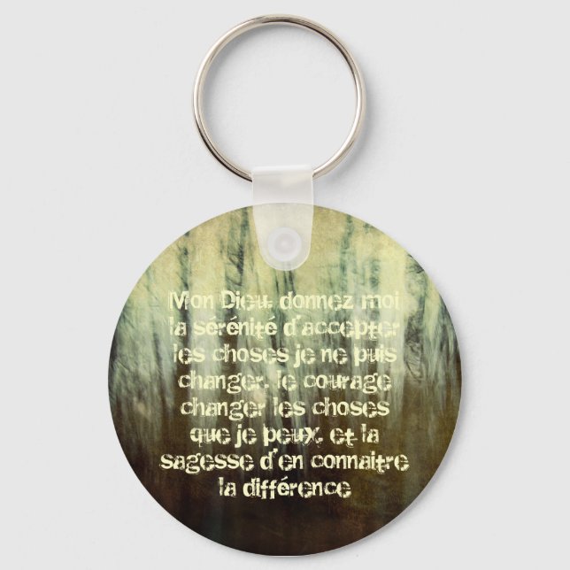 Grungy Serenity Prayer i Fransk Keychain Nyckelring (Framsida)