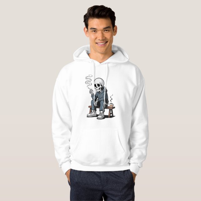 Grungy skelett i hoodie grafisk konst  (Hel framsida)