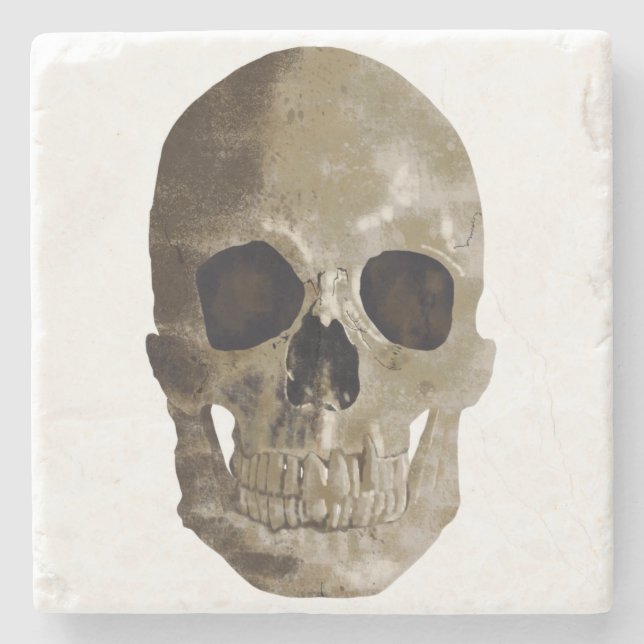 Grungy Skull Halloween Stenunderlägg (Framsidan)