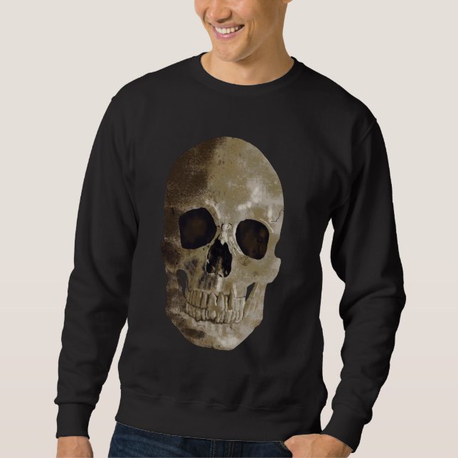 Grungy Skull Lång Ärmad Tröja (Framsida)