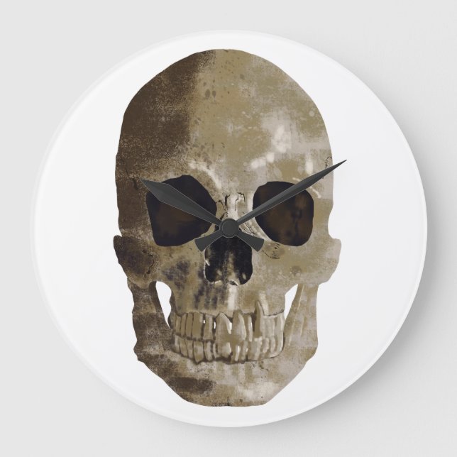 Grungy Skull Stor Klocka (Framsida)