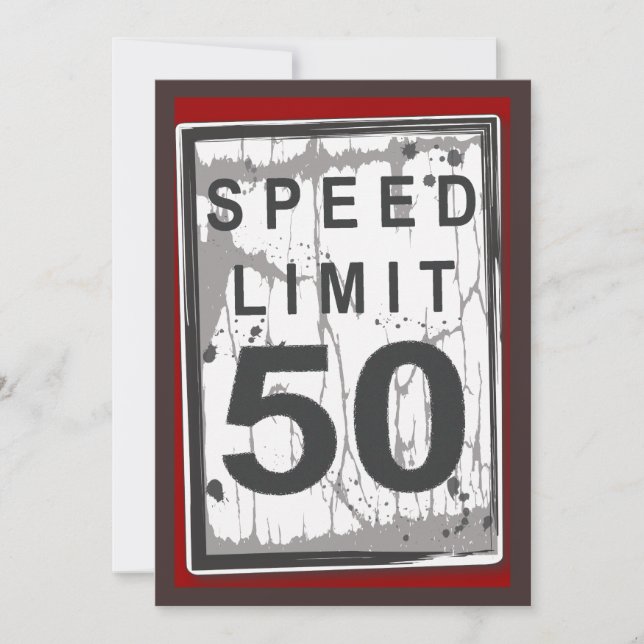Grungy Speed Limit-tecken för 50:e Födelsedagsfest Inbjudningar (Framsida)