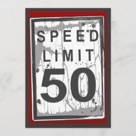 Grungy Speed Limit-tecken för 50:e Födelsedagsfest Inbjudningar