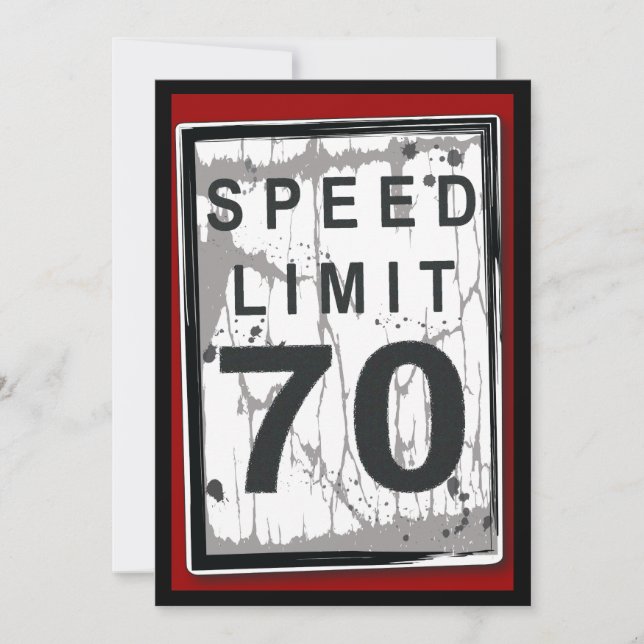 Grungy Speed Limit-tecken för 70:e Födelsedagsfest Inbjudningar (Framsida)