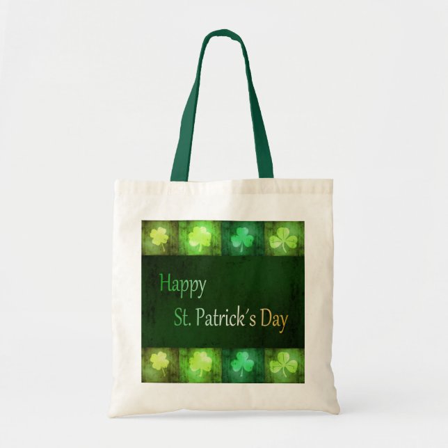 Grungy St. Patrick's Day Shamrocks - Budget Tote Tygkasse (Framsidan)