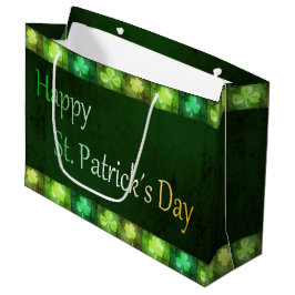 Grungy St. Patrick's Day Shamrocks Large Gift Bag