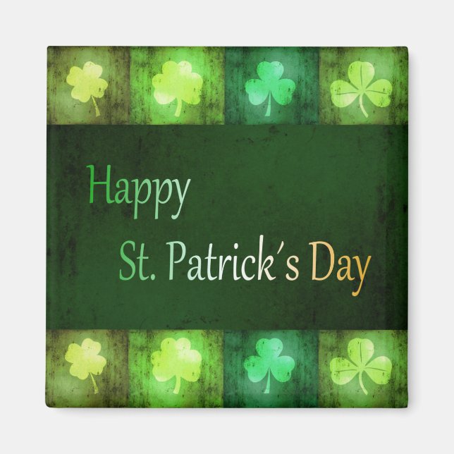 Grungy St. Patrick's Day Shamrocks - Magnet (Framsidan)