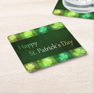Grungy St. Patrick's Day Shamrocks - Papper Underl Underlägg Papper Kvadrat