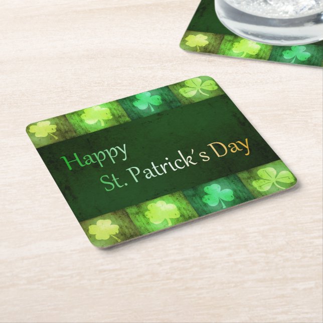 Grungy St. Patrick's Day Shamrocks - Papper Underl Underlägg Papper Kvadrat (Vinklad)
