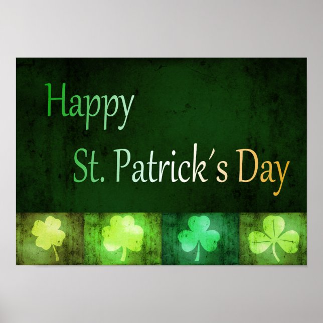 Grungy St. Patrick's Day Shamrocks - Poster Skriv  (Framsidan)
