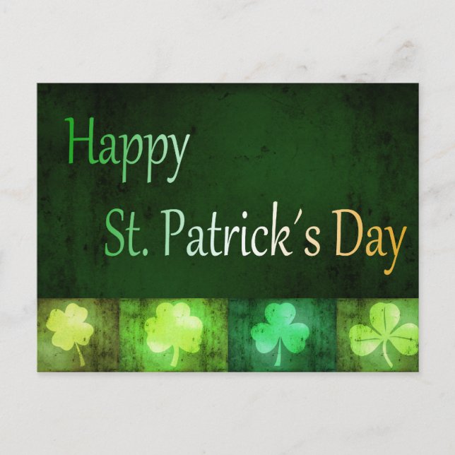 Grungy St. Patrick's Day Shamrocks - vykort (Framsida)