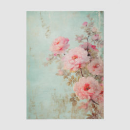 Grungy stor rosa blommönster på akvafärgad bakgrun