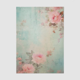Grungy stora rosa blommor i hörnen på Aqua-bakgrun