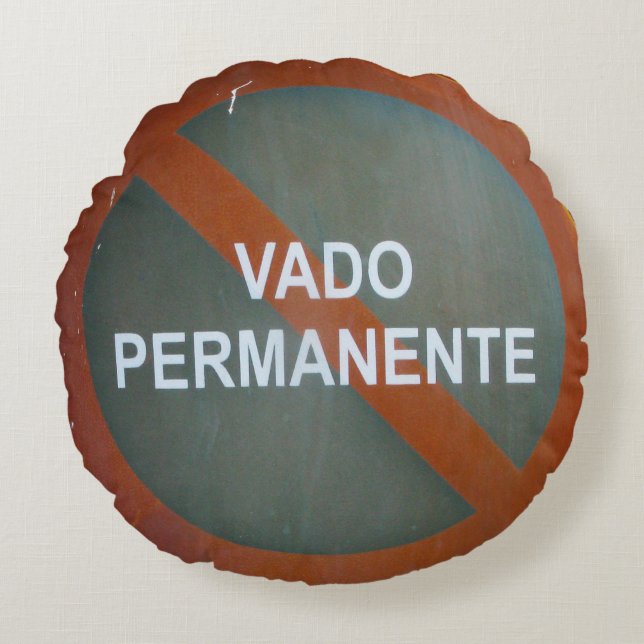 Grungy Street Sign Vado Permanente Rund Kudde (Framsidan)