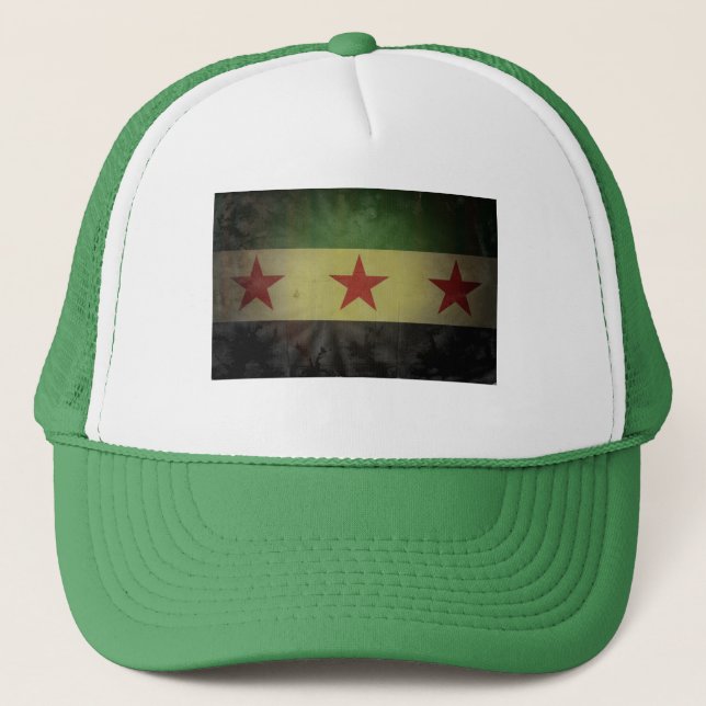 Grungy Syria Flagga Truckerkeps (Framsida)
