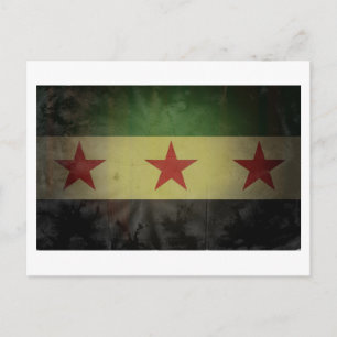 Grungy Syria Flagga Vykort