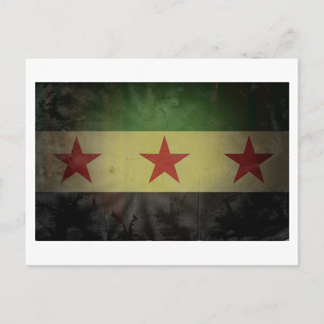 Grungy Syria Flagga Vykort (Framsida)