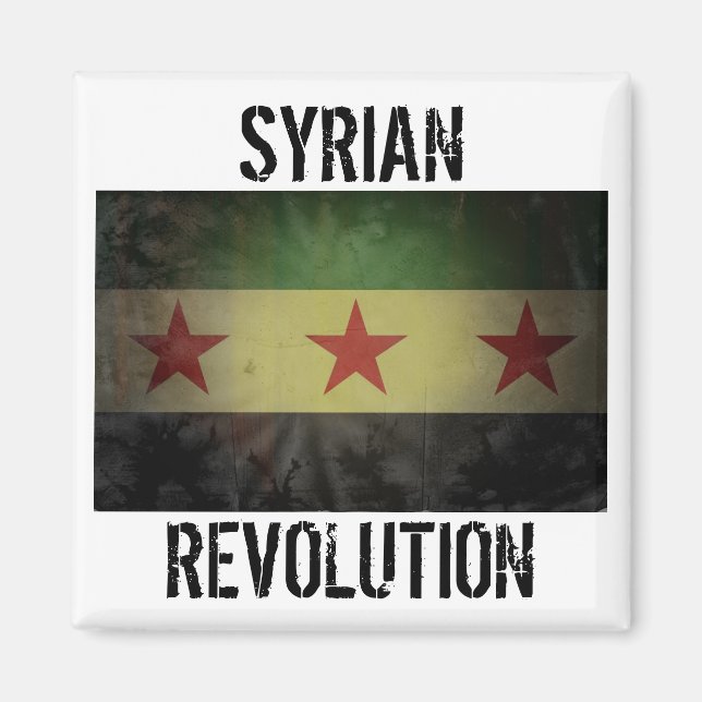 Grungy "Syrian Revolution" Syriens Flagga Magnet (Framsidan)