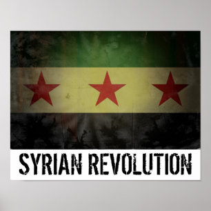 Grungy "Syrian Revolution" Syriens Flagga Poster