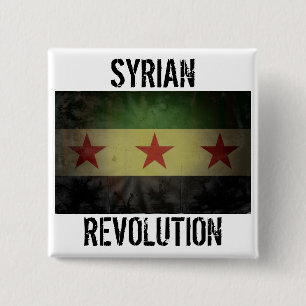 Grungy Syrien "för syriansk revolution" flagga Knapp