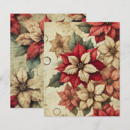 Grungy Tattered Poinsettia Blommigtar Scrapbook Pa