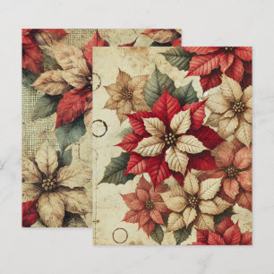 Grungy Tattered Poinsettia Blommigtar Scrapbook Pa