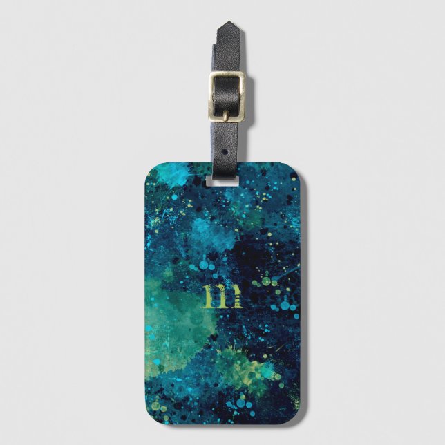 Grungy Turcos och Gult Bagagebricka (Framsida vertikal)