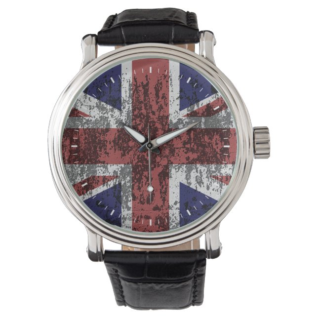 Grungy Union Jack Flagga Armbandsur (Framsida)