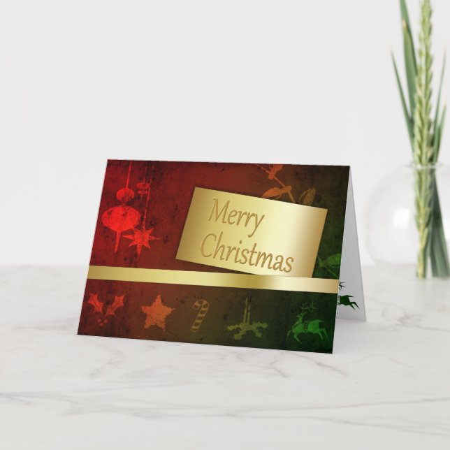 Grungy Vintage Guld jul Helgkort (Framsida)