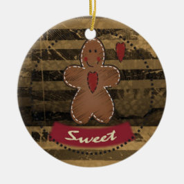 Grungy Vintage Pepparkaksgubbe Julgransprydnad Keramik