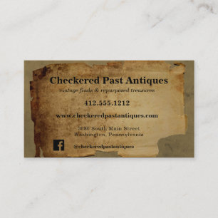 Grungy Vintage Torn Papper Antique Visitkort