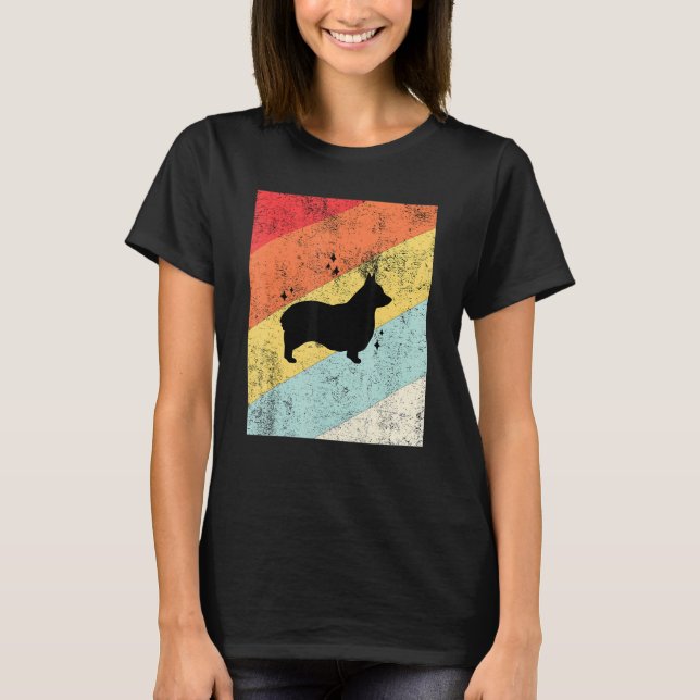 Grungy Welsh Corgi Silhouette Retro Hund Pet Owner T Shirt (Framsida)