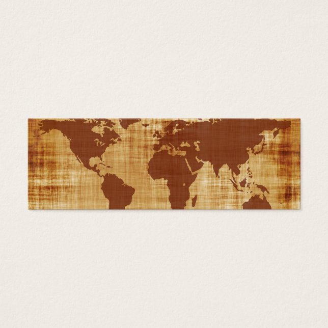 Grungy World Map Texturerad Litet Visitkort (Framsidan)