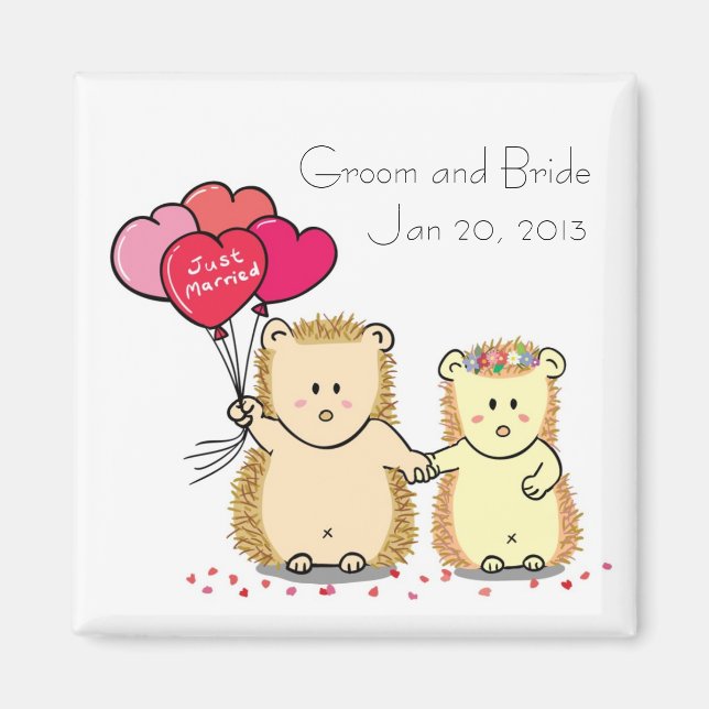 Grunnet för bröllopsstöd för Cute hedgehog-paret Magnet (Framsidan)
