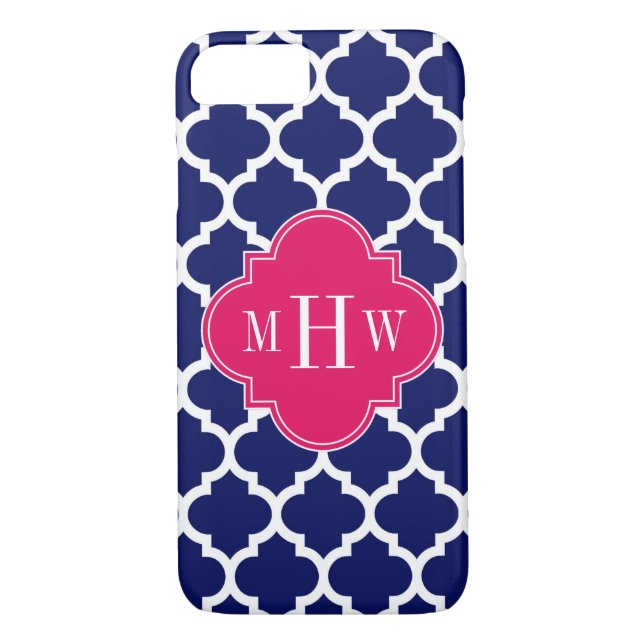 Grunt Wht Moroccan #5 Raspberry 3 Initial Monogram Case-Mate iPhone Skal (Baksida)