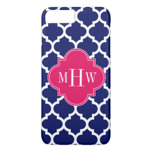 Grunt Wht Moroccan #5 Raspberry 3 Initial Monogram