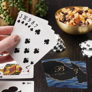 Gruntsvart Personlig Agate geode Monogram Casinokort