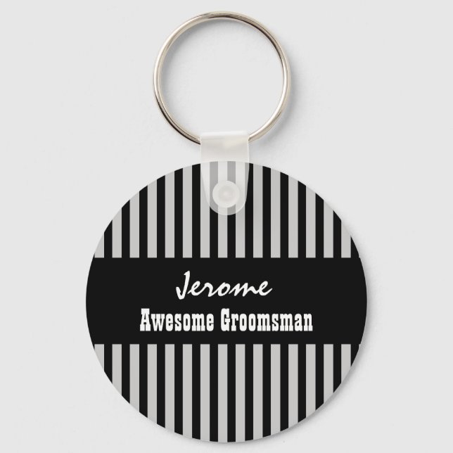 GRUOMSMAN Custom Name Black Silver RAND V05 Nyckelring (Framsida)