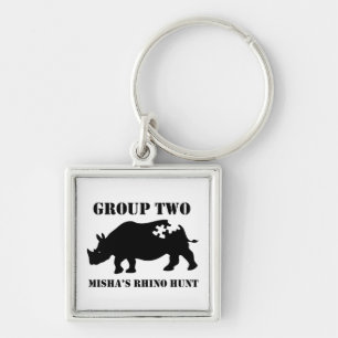 Grupp 2 Keychain Fyrkantig Silverfärgad Nyckelring