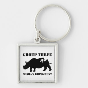 Grupp 3 Keychain Fyrkantig Silverfärgad Nyckelring