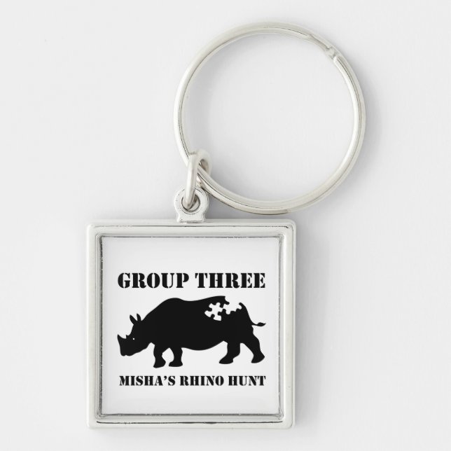 Grupp 3 Keychain Fyrkantig Silverfärgad Nyckelring (Framsidan)
